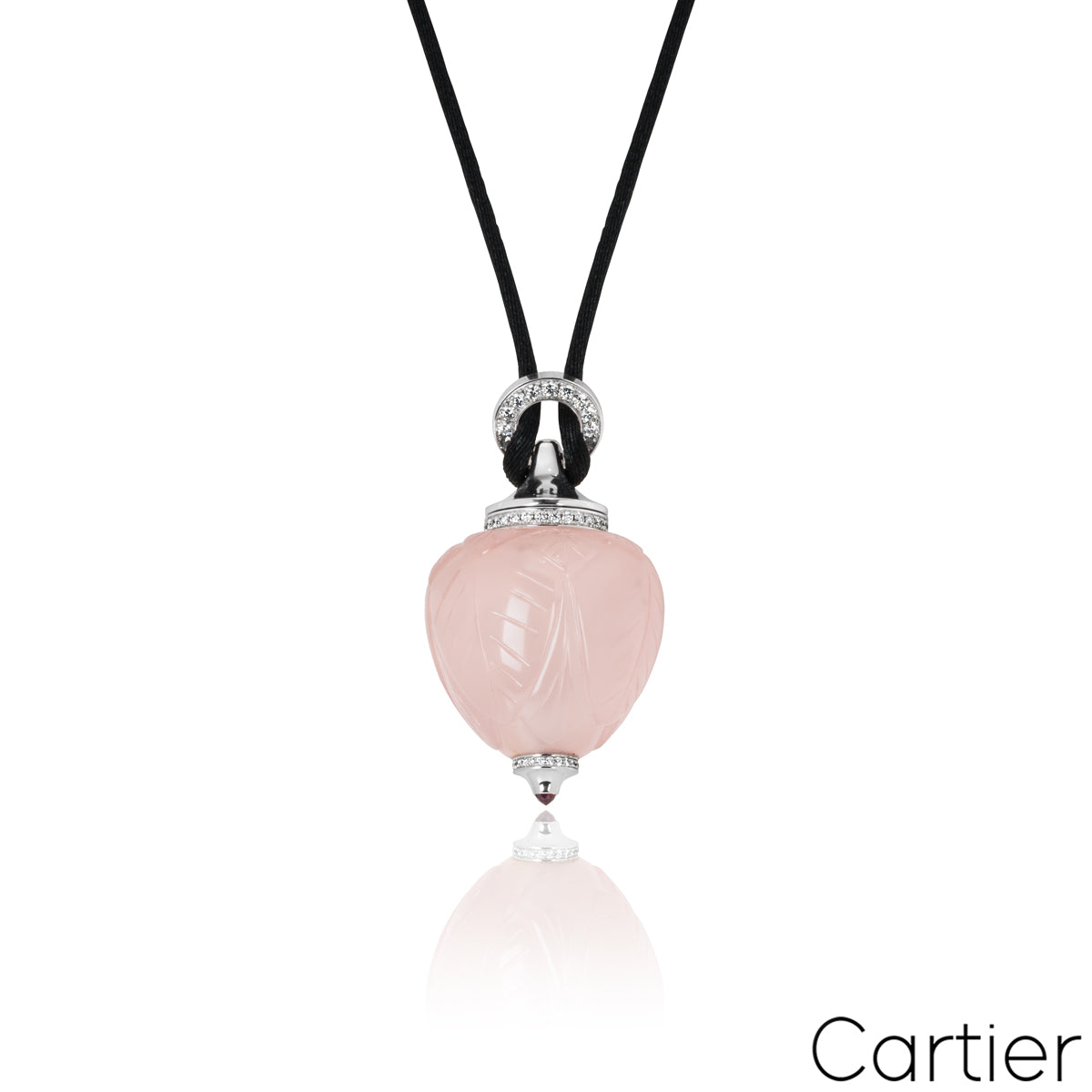 Cartier White Gold Rose Quartz & Diamond Inde Mystérieuse Perfume Bottle Pendant