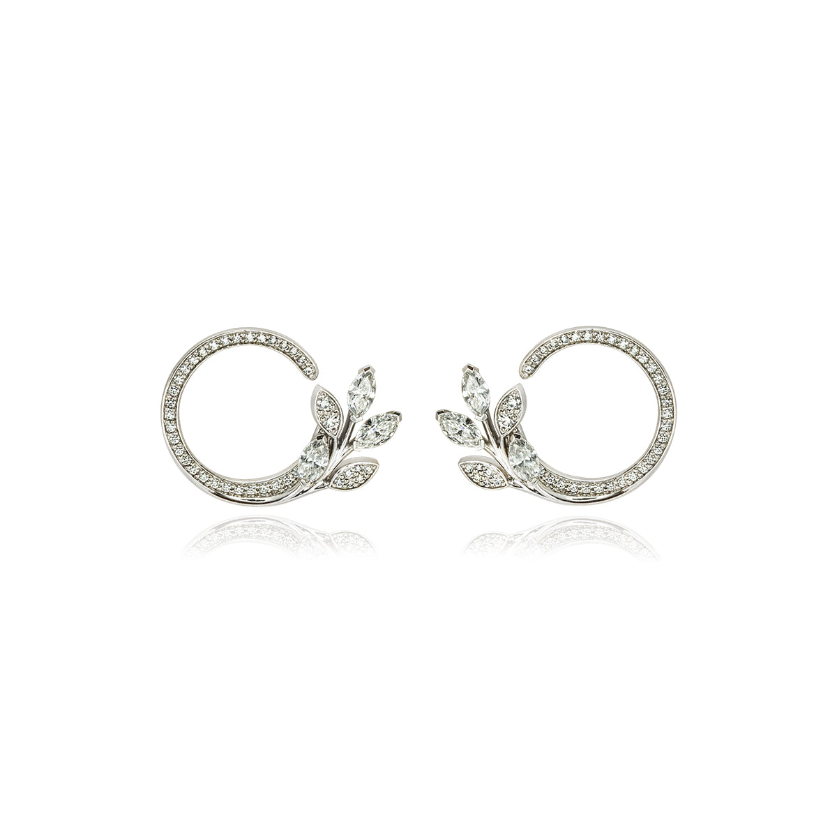 Tiffany & Co Platinum Victoria Diamond Vine Circle Earrings