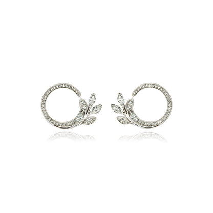 Tiffany & Co Platinum Victoria Diamond Vine Circle Earrings