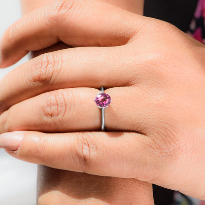 White Gold Pink Spinel Ring 1.20CT