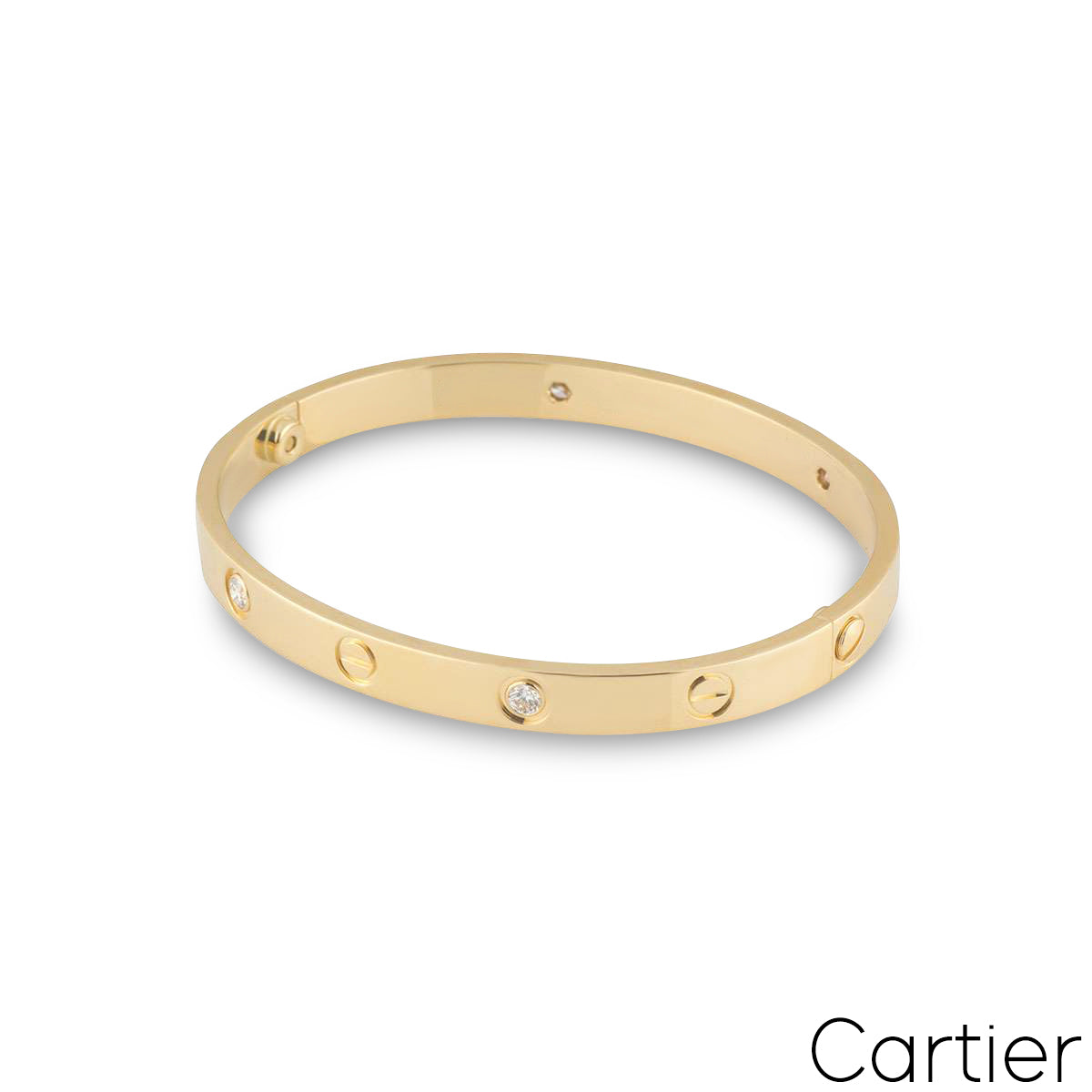 Cartier Yellow Gold Half Diamond Love Bracelet Size 16 B6035916