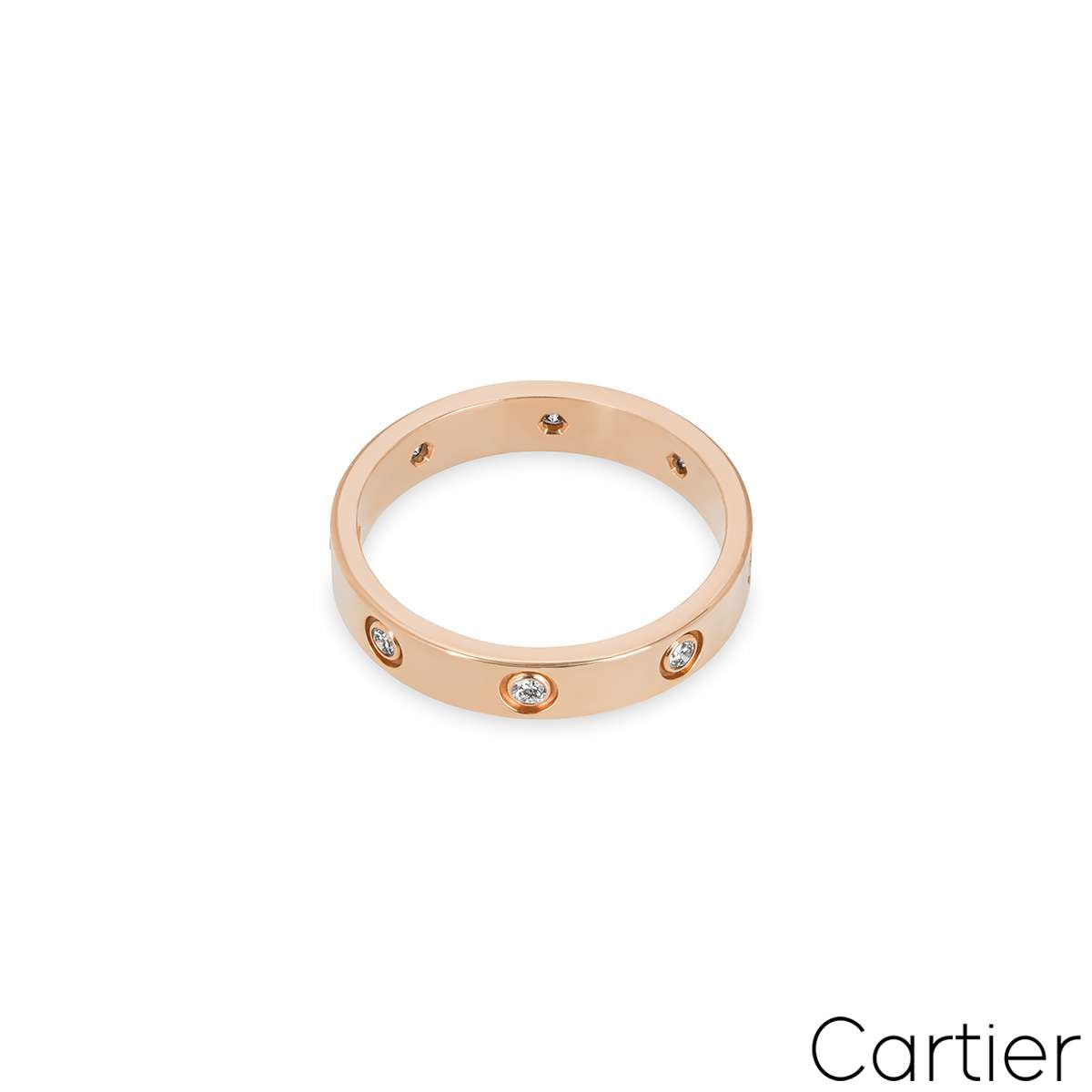 Cartier Rose Gold Full Diamond Love Wedding Band Size 58 B4050800