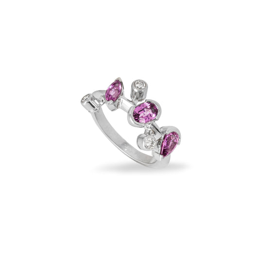 Cartier Platinum Pink Sapphire & Diamond Meli Melo Ring