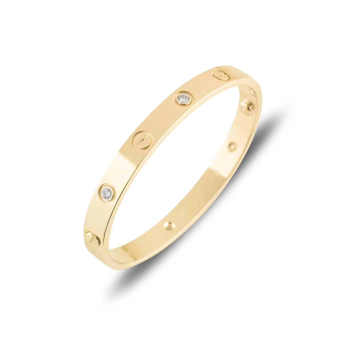 Cartier Yellow Gold Half Diamond Love Bracelet Size 16 B6035916