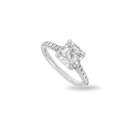 White Gold Asscher Cut Diamond Ring 2.40CT G/VS1