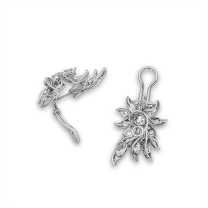 White Gold Floral Diamond Earrings 3.90CT Tdw