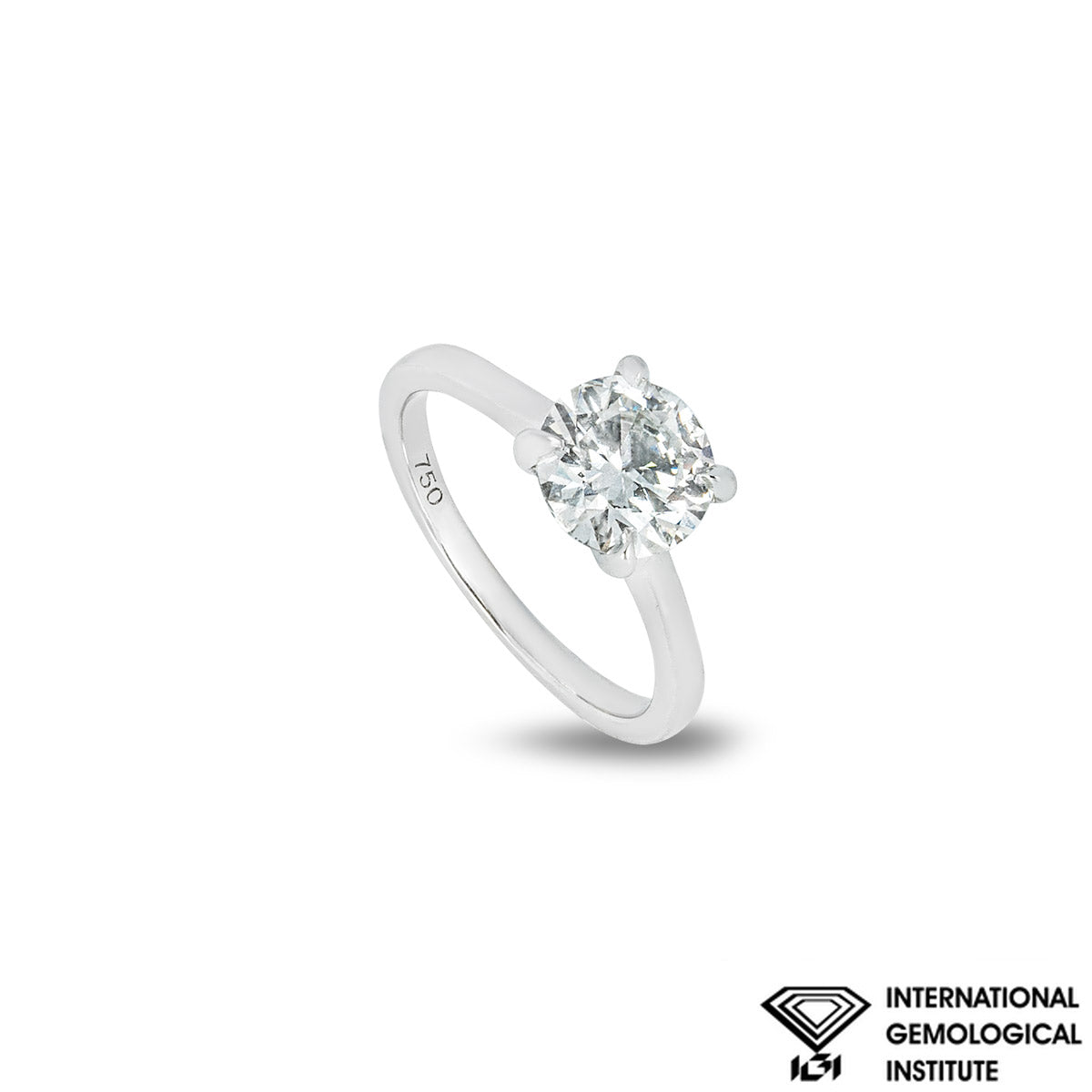 White Gold Round Brilliant Cut Lab Grown Diamond Ring 1.71CT G/VS1 Xxx