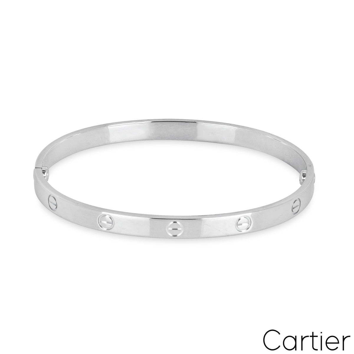 Cartier White Gold Plain Love Bracelet Size 21 B6035421