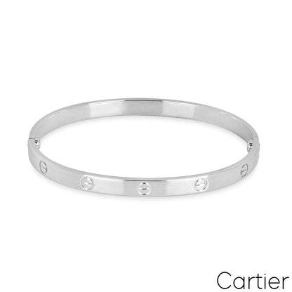 Cartier White Gold Plain Love Bracelet Size 21 B6035421