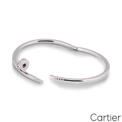 Cartier White Gold Diamond Juste Un Clou Bracelet Size 19 B6048719