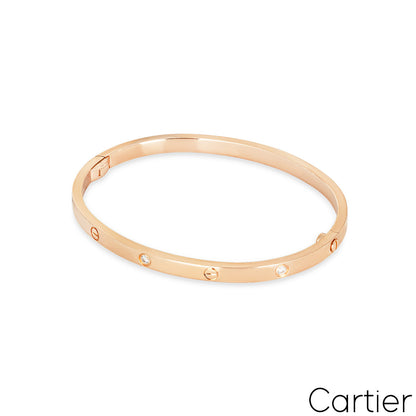 Cartier Rose Gold 6 Diamond Sm Love Bracelet Size 18 B6047618