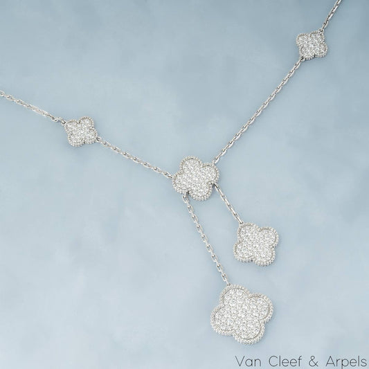 Van Cleef & Arpels White Gold Diamond Magic Alhambra Necklace VCARN9MP00