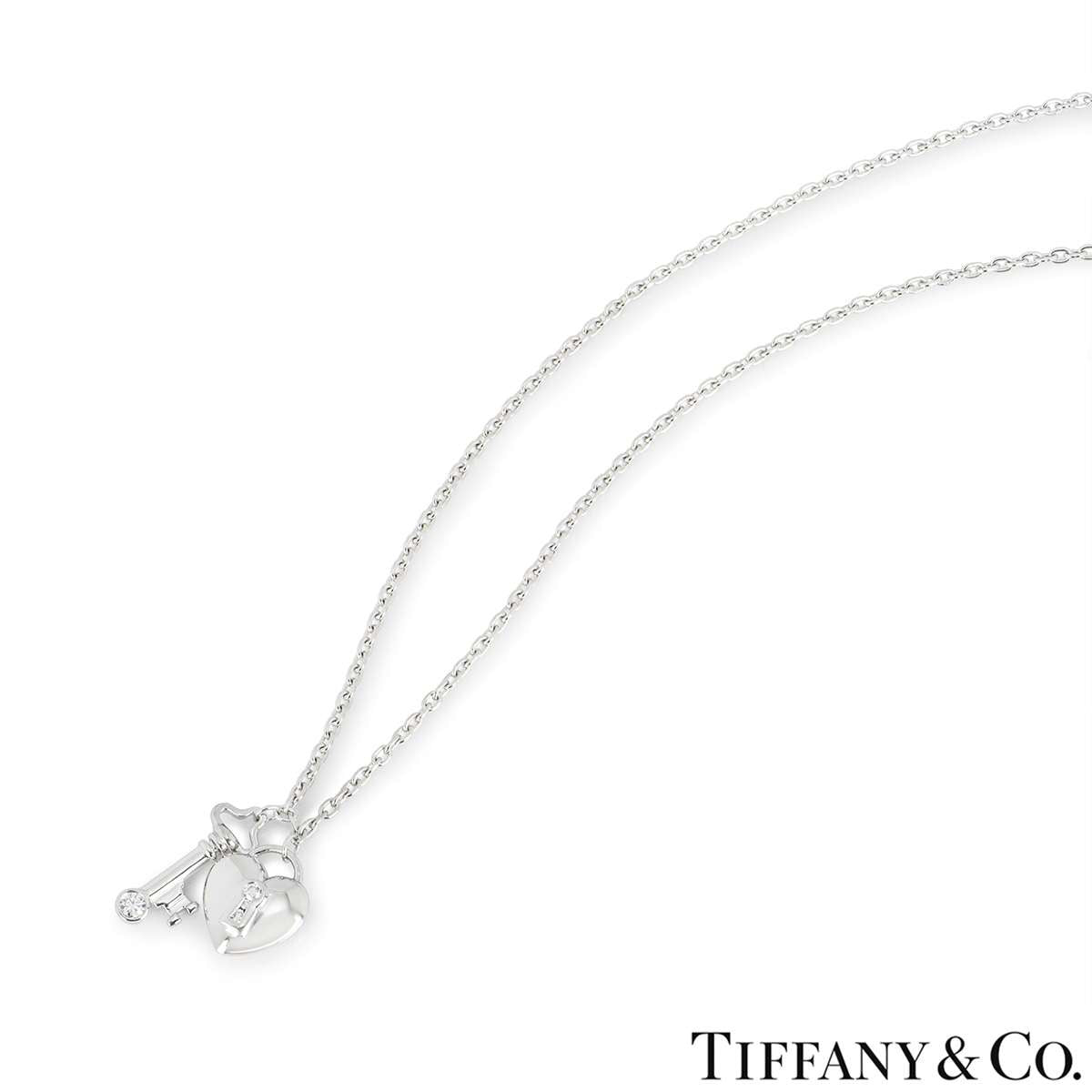 Tiffany & Co. Platinum Diamond Lock & Key Pendant