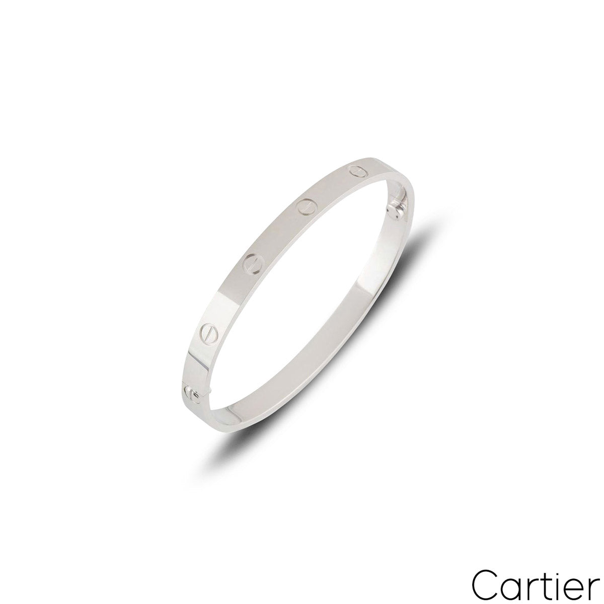 Cartier White Gold Plain Love Bracelet Size 15 B6035415