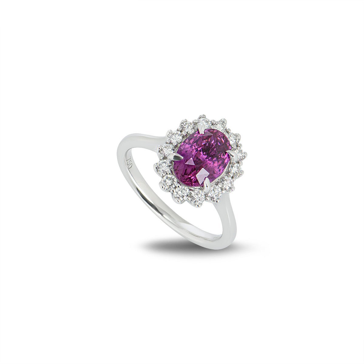 White Gold Pink Sapphire And Diamond Ring