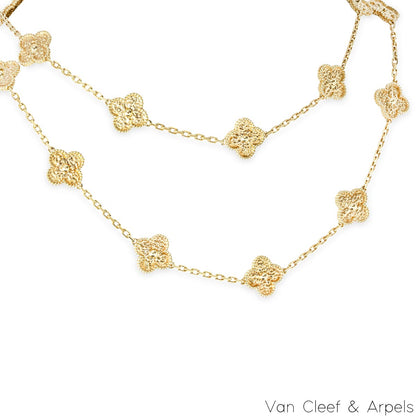 Van Cleef & Arpels Rare Yellow Gold Vintage Alhambra 20 Motif Necklace VCARO1IC00