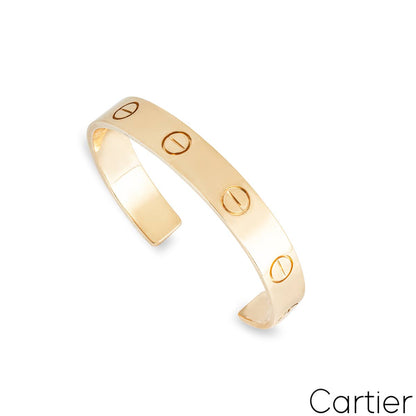 Cartier Yellow Gold Wide Plain Love Cuff Bracelet Size 16 B6064616