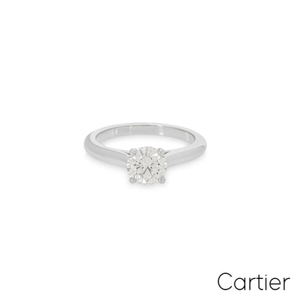 Cartier Platinum Round Brilliant Cut Diamond Solitaire 1895 Ring 1.21CT F/VVS1 Xxx