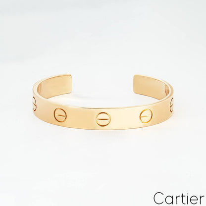 Cartier Yellow Gold Wide Plain Love Cuff Bracelet Size 16 B6064616