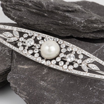 Platinum Pearl & Diamond Brooch