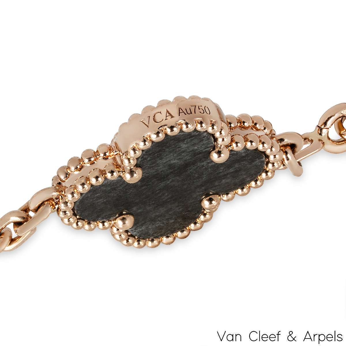 Van Cleef & Arpels Rose Gold Obsidian Vintage Alhambra 5 Motif Bracelet VCARP75600