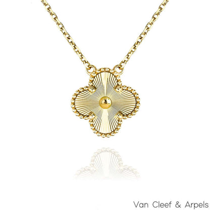 Van Cleef & Arpels Yellow Gold Guilloche Vintage Alhambra Necklace VCARP4KL00