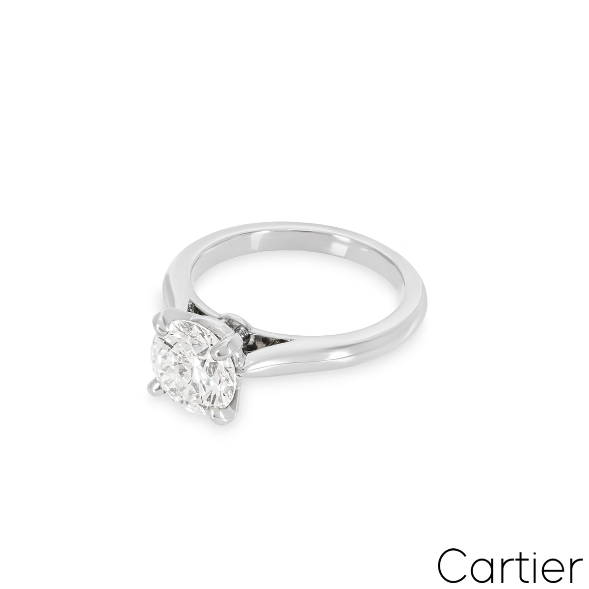 Cartier Platinum Round Brilliant Cut Diamond Solitaire 1895 Ring 1.37CT G/VVS1 Xxx