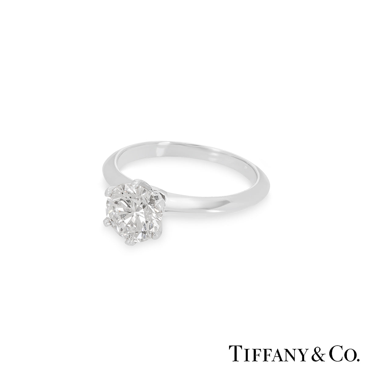 Tiffany & Co. Platinum Round Brilliant Cut Diamond Setting Ring 1.09CT D/if