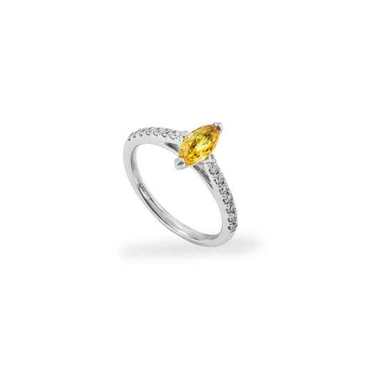 White Gold Yellow Sapphire & Diamond Ring 0.57CT