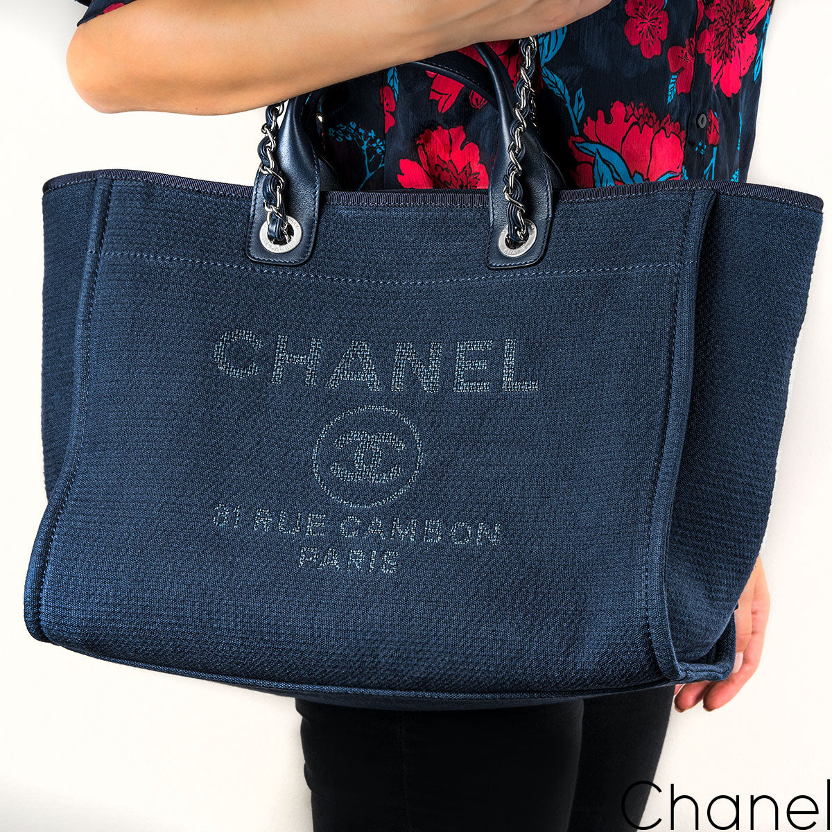 Chanel Blue Deauville Grand Shopping Tote Bag