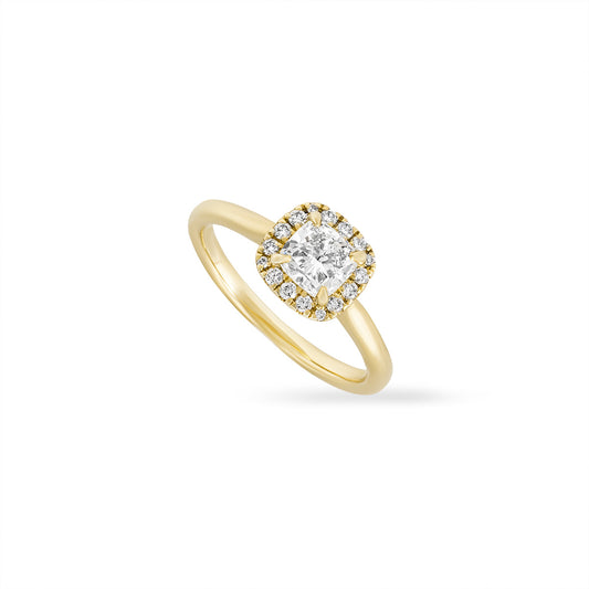 Yellow Gold Cushion Cut Diamond Ring 0.71CT I/SI1