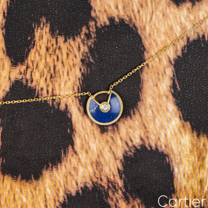 Cartier Yellow Gold Lapis & Diamond Amulette De Cartier Necklace