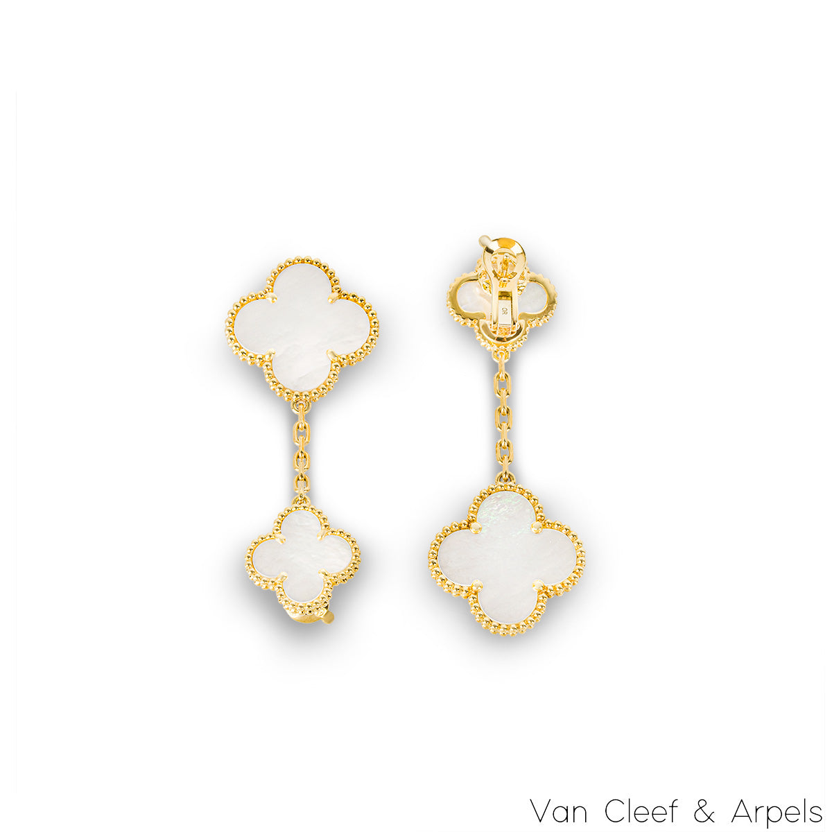 Van Cleef & Arpels Yellow Gold Mother Of Pearl Magic Alhambra Earrings VCARD78800