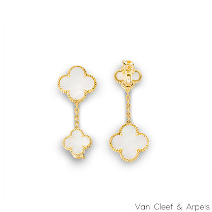 Van Cleef & Arpels Yellow Gold Mother Of Pearl Magic Alhambra Earrings VCARD78800