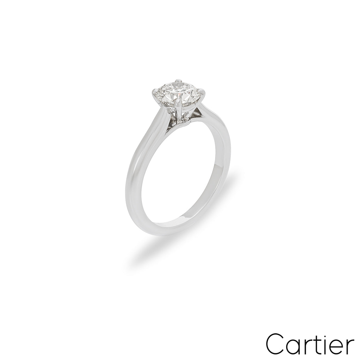 Cartier Platinum Round Brilliant Cut Diamond Solitaire 1895 Ring 1.21CT F/VVS1 Xxx