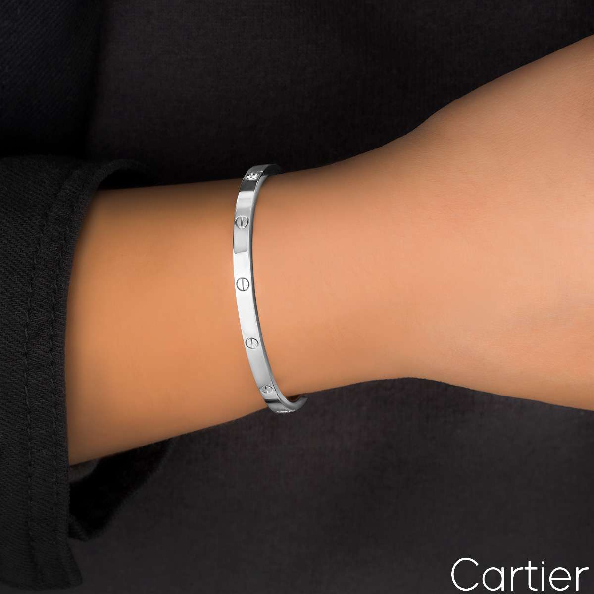 Cartier White Gold Plain Love Bracelet Sm Size 18 B6047418