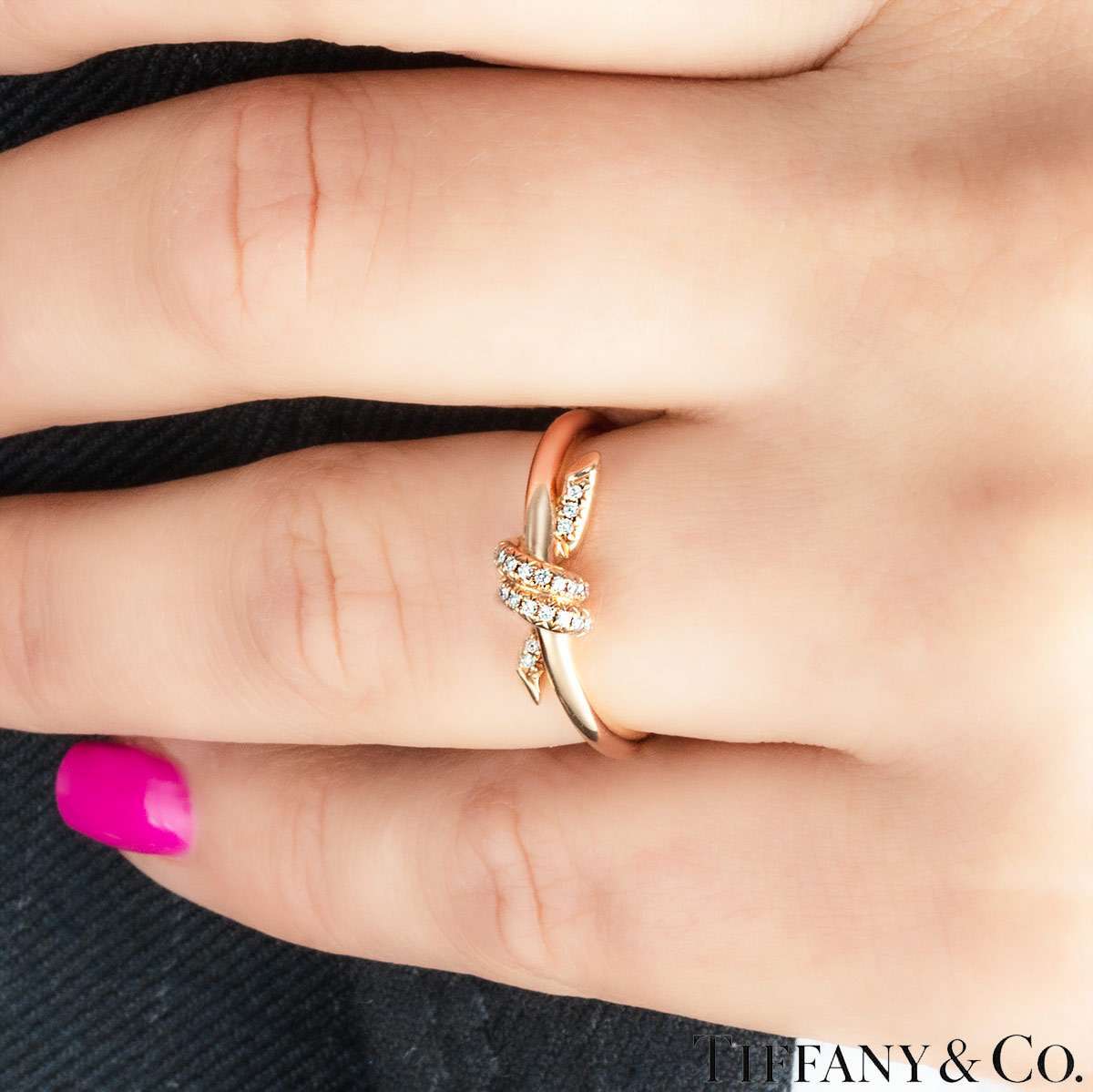 Tiffany & Co. Rose Gold & Diamond Knot Ring 69526411