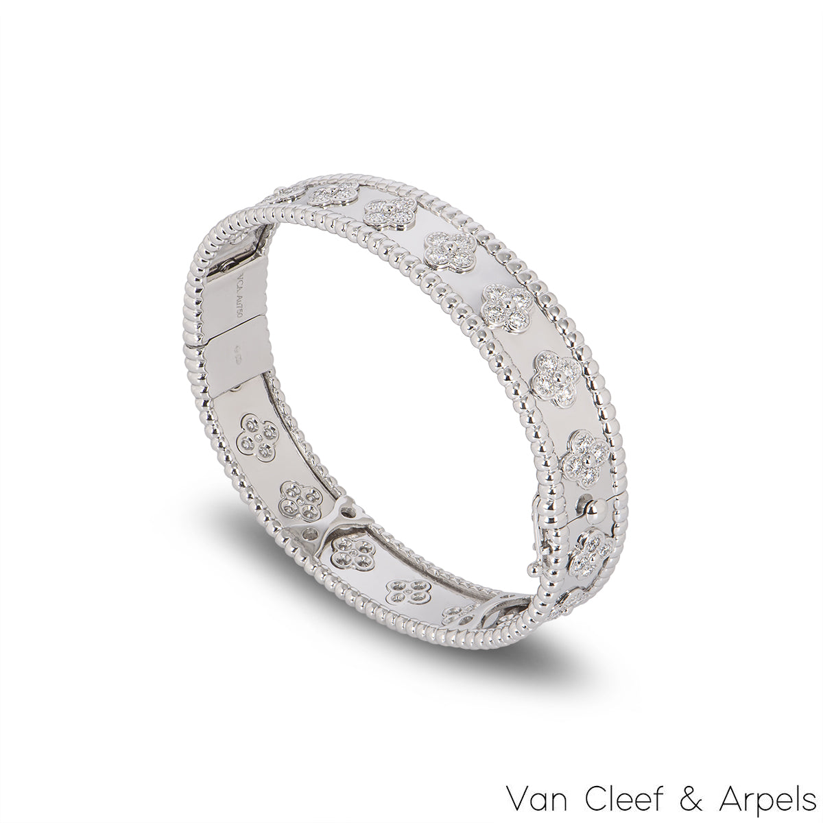 Van Cleef & Arpels White Gold Diamond Perlée Clovers Bracelet VCARP3O300