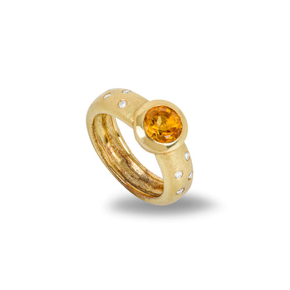 Yellow Gold Citrine & Diamond Ring 1.15CT