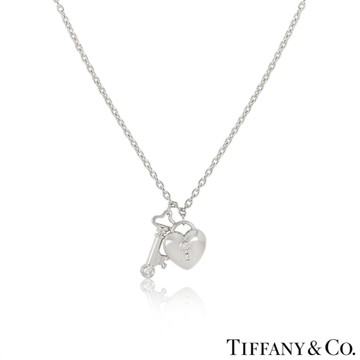 Tiffany & Co. Platinum Diamond Lock & Key Pendant