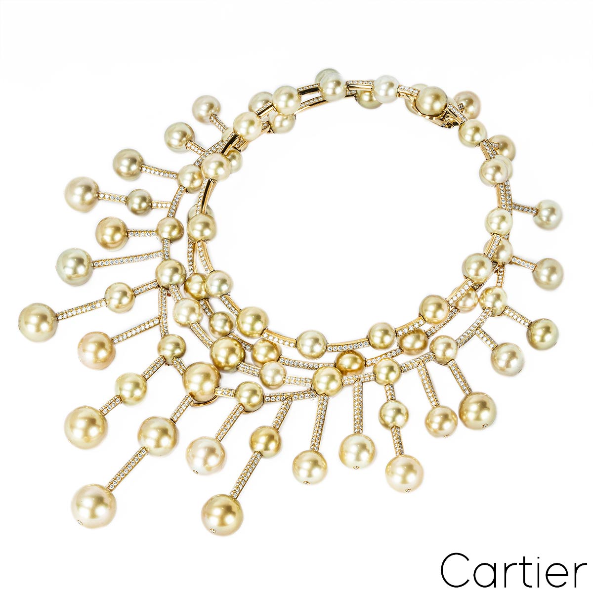 Cartier Yellow Gold Diamond And Golden South Sea Pearl Necklace CRHP700456