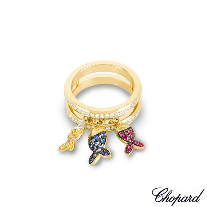 Chopard Yellow Gold Diamond Ruby & Sapphire Fish Ring 82/4702-0002