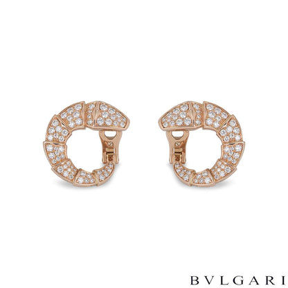 Bvlgari Rose Gold Diamond Serpenti Earrings