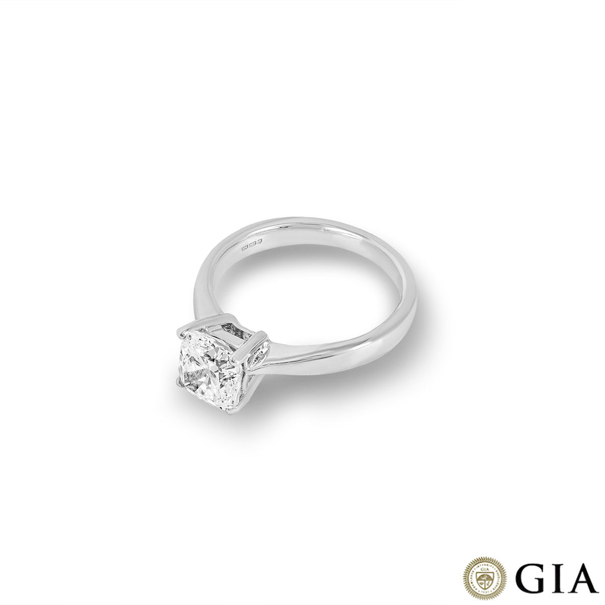 White Gold Cushion Cut Diamond Ring 1.66CT I/VS1