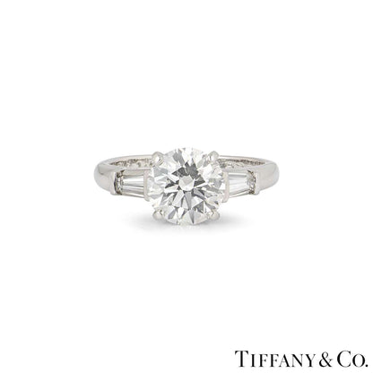 Tiffany & Co. Platinum Round Brilliant Cut Diamond Three Stone Ring 2.10CT E/VS1