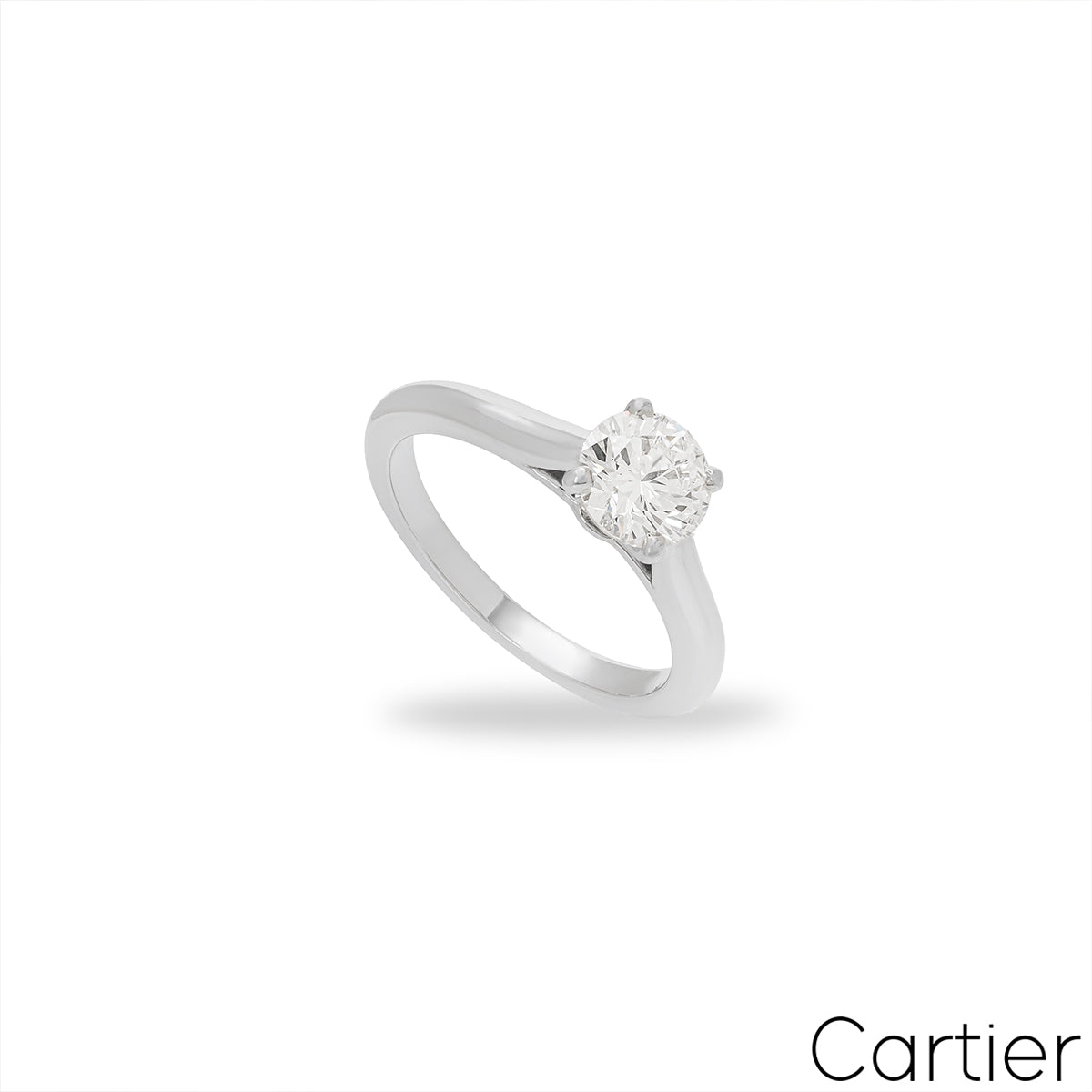 Cartier Platinum Round Brilliant Cut Diamond Solitaire 1895 Ring 1.21CT F/VVS1 Xxx