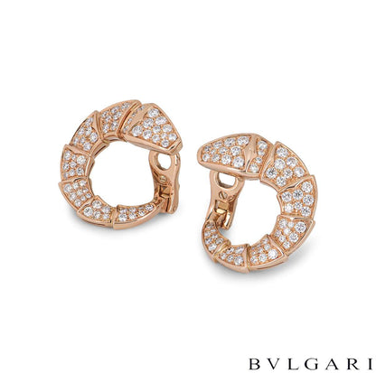 Bvlgari Rose Gold Diamond Serpenti Earrings