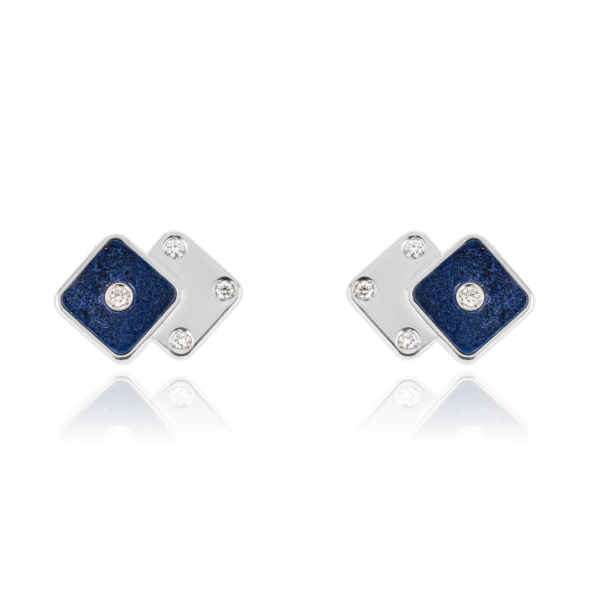 Asprey White Gold Lapis Lazuli & Diamond Cufflinks