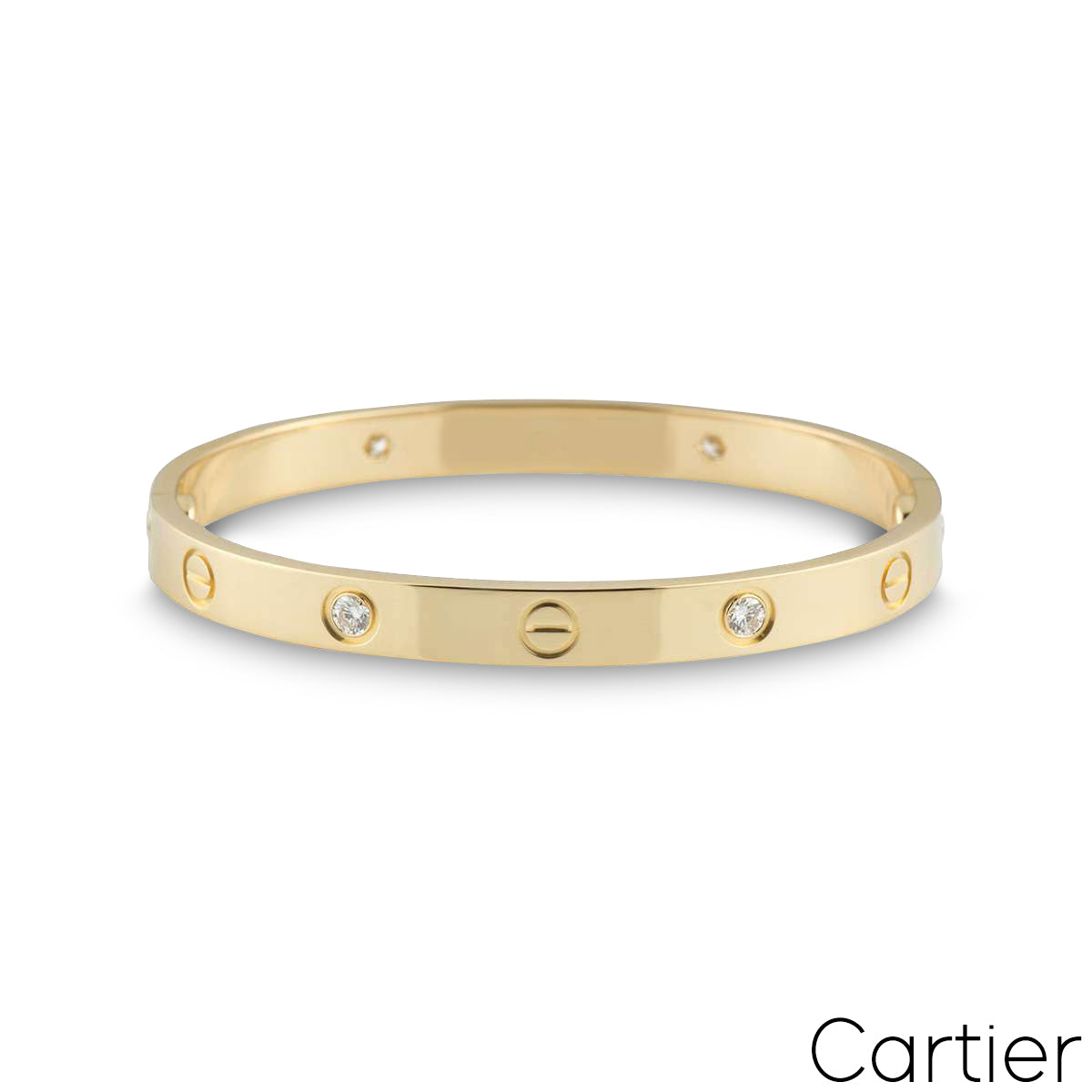 Cartier Yellow Gold Half Diamond Love Bracelet Size 16 B6035916