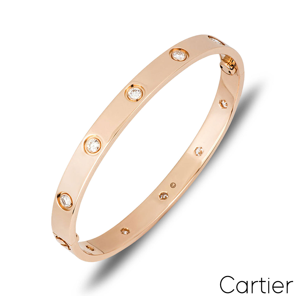 Cartier Rose Gold Full Diamond Love Bracelet Size 20 B6040620